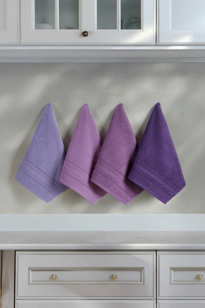 DNZGÜLCAN Lera 4-Piece 30X50 Towel Set Hand Face Kitchen Towels |   100% Cott...