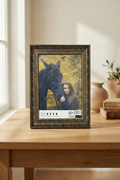 Asya Çerçeve Decorative Luxury Antique 13X18 Gold Navy Blue Plastic Photo Frame