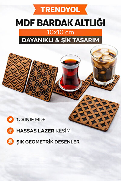 özgün lazer 3d dekor baskı motifli bardak altlığ