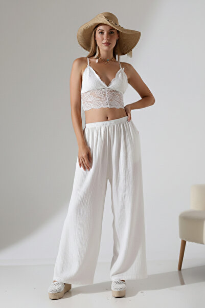 İntive Lingerie 100% Cotton Muslin with Pocket Palazzo Pants