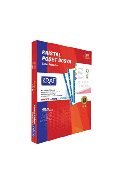 KRAF Crystal Pouch File, Pack of 100, A4 Size, Transparent