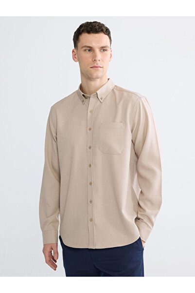 LC Waikiki Beige Regular Fit Gabardine Men's Shirt