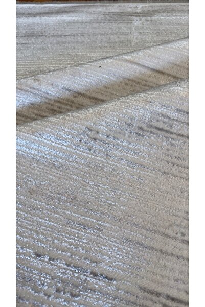 CANOO HALI HOME İnce Sık Saten İpek Dokuma Krem Gri Parlak Salon Koridor Otur...