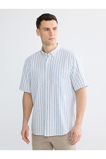 LC Waikiki Ανδρικό ριγέ πουκάμισο σε κανονική εφαρμογή σε σκούρο μπλε από το ...