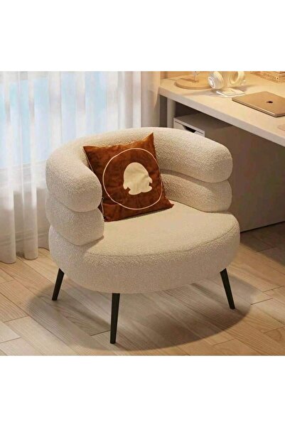 Tiokkss أريكة دائرية منجدة بمخمل خروف، بذراعين أسطوانيتين، مناسبة لشخص واحد، ...