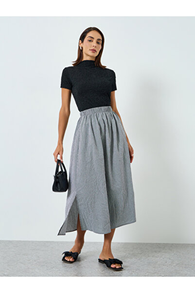 Take Two By Styli Women Checked Side Slit A-Line Skirt