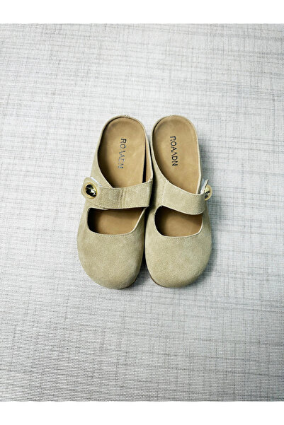 Take Two By Styli Women Beige Suede Buckle Detail Slides