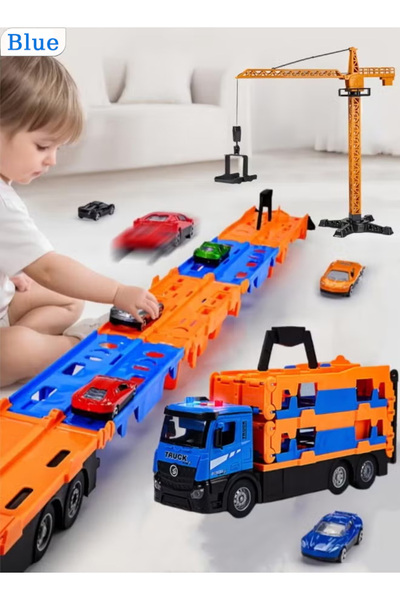 Generic Alloy car model, racing track toy set, foldable two-layer racing trac...