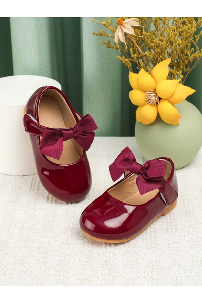 Take Two By Styli Girls Solid Bow Decoration Ballerina Shoes