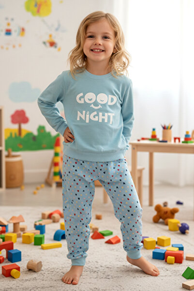 Aydoğan Детски памучен комплект пижама с мотиви 250575 Blue02