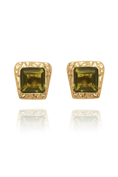 MANGATA Green Tourmaline Stone Stud Earrings 18K Gold Plated