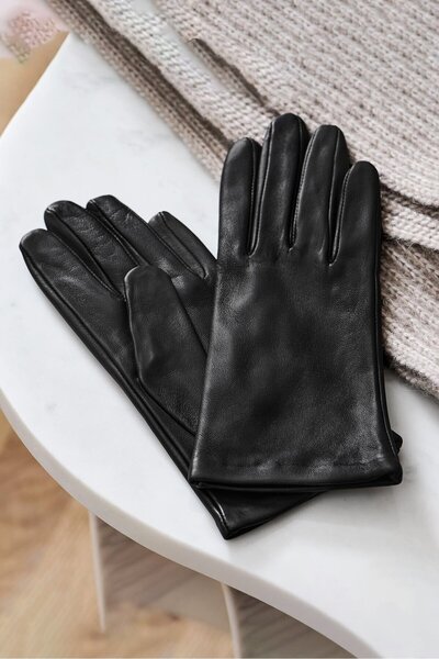 Tchibo Men 1 Pair Solid Leather Gloves, Black