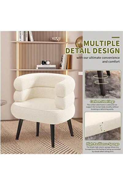 Mtanvxay One Piece White Living Room Chair Modern Simple Style for Balcony Wi...