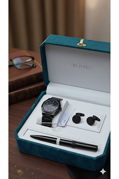 Boutique Men's 3-piece accessory set in royal black