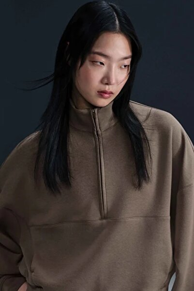 Nike 24.7 Dri-Fit Half-Zip Soft Knit Women's Training Sweatshirt Brown Half-Z...