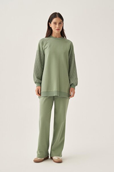 ALLDAY Defne-Cotton Lace Paneled Tracksuit Set