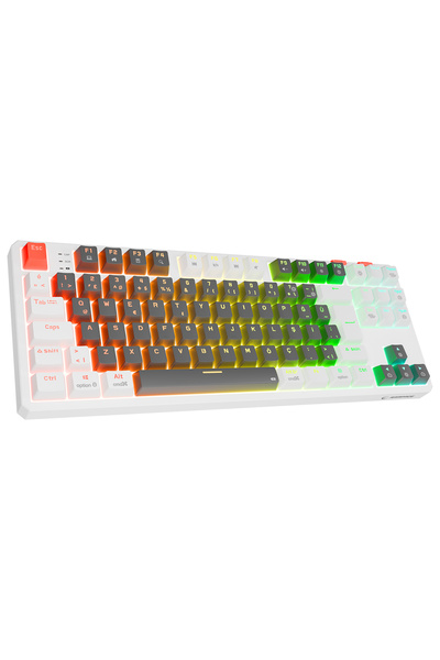 Rampage Yoru TKL Gri/Beyaz Outemu Red Switch Q Mekanik Gaming Rgb Oyuncu Klavyesi Hot Swap Kablolu
