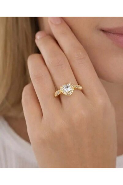 Store خاتم فاخر من الفولاذ بتصميم قلب لامع مرصع بأحجار الزركون مقاس 18، فولاذ...