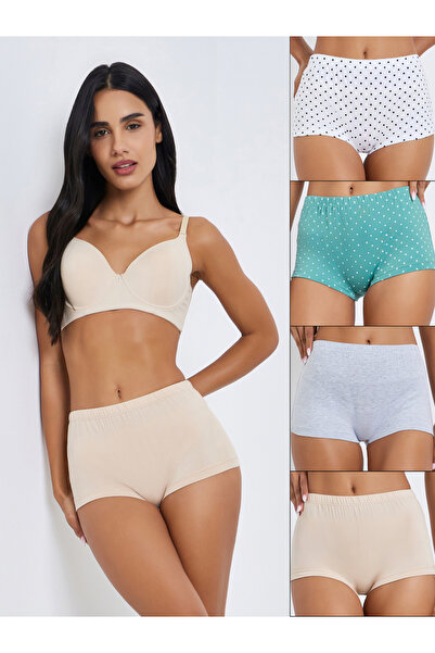 Styli Pack of 4 - Solid Cotton Elastic Waistband Boyshorts