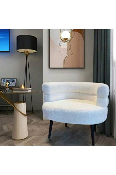 Mtanvxay كرسي غرفة معيشة أبيض بتصميم عصري بسيط من قطعة واحدة، مناسب لغرفة الن...