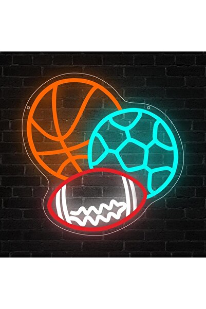 Slasa لوحة نيون رياضية LED مقاس 43 × 38 سم - ديكور حائط لكرة القدم وكرة السلة...