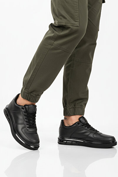 WALKWAY Black Lace-Up Leather Lightweight Flexible Men's Sneaker 2043 m