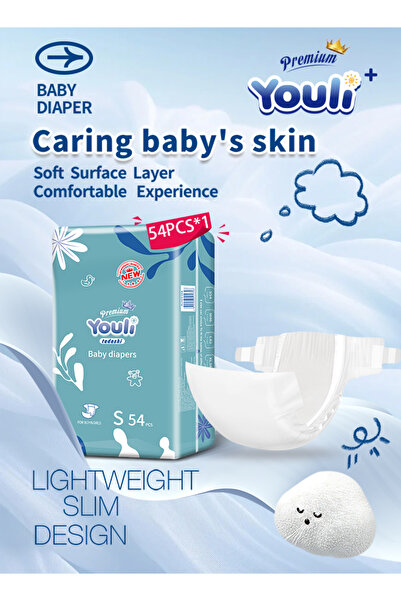Genera حفاضات أطفال YOULI المطورة حديثًا، مقاس 2، 54 قطعة، مناسبة للأطفال الذ...