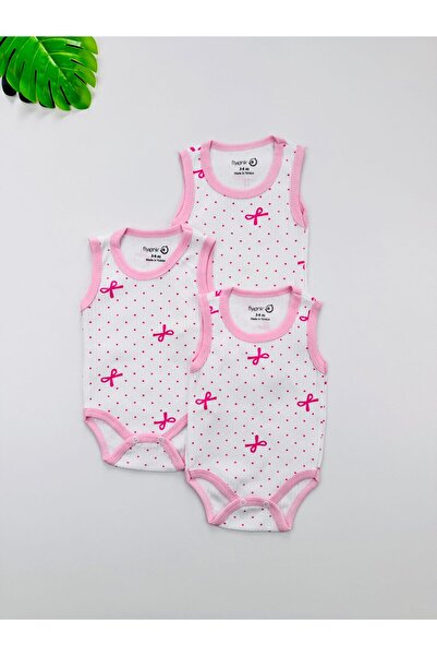 EFU BABY 3-Pack 100% Cotton Bow Patterned Corded Fabric Baby Girl Tank Top Bo...