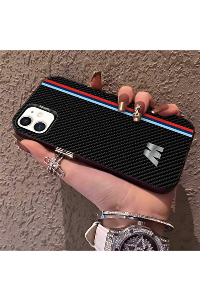 Hontinga iPhone 11 Uyumlu BMW Desenli Silikon Kenar Sert Arka Anti Düşme Telefon Kılıfı