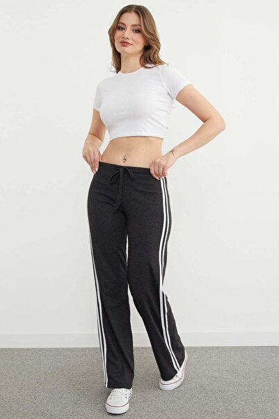 Fulla Moda Drawstring Waist Sweatpants with Side Stripes