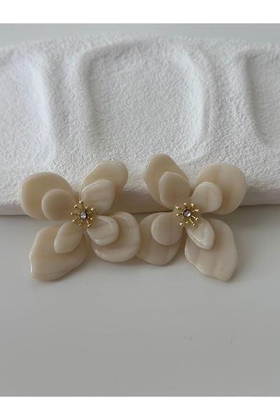 Moss Aksesuar Tasarım Büyük Çiçekli Küpe Bijuteri