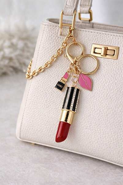 Modex Pink Lip Detail Red Lipstick Bag Accessory Keychain