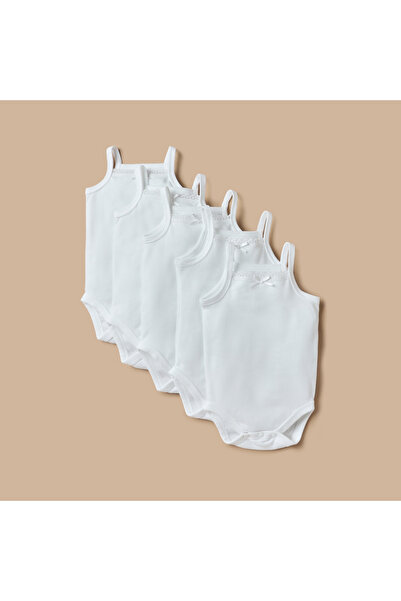 Juniors Lace Detail Sleeveless Bodysuit with Snap Button Closure - Set of 5