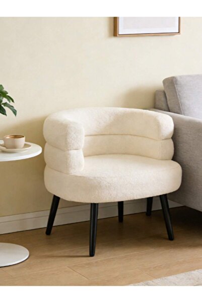 Tiokkss كرسي غرفة معيشة أبيض منجد بقماش بوكليه، مناسب للشرفة وغرفة الطعام وغر...