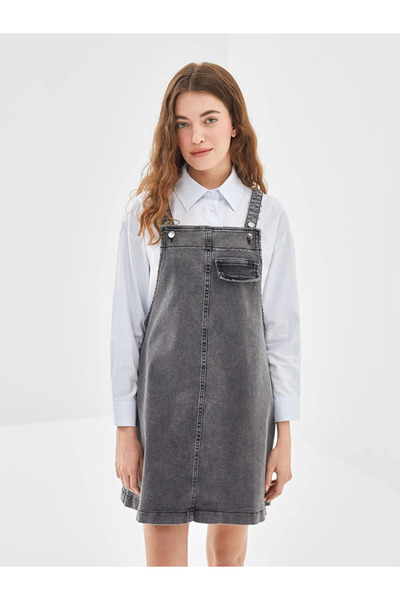 LC Waikiki Natuvera anthracite square neck women's jean salopet