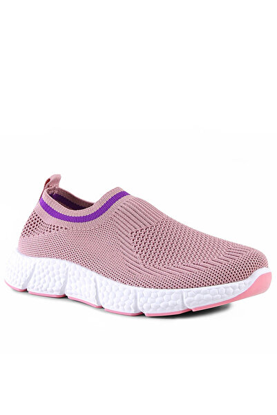 london Rag Women Contrast Cuff Kids Active Knitted Pink Sneakers