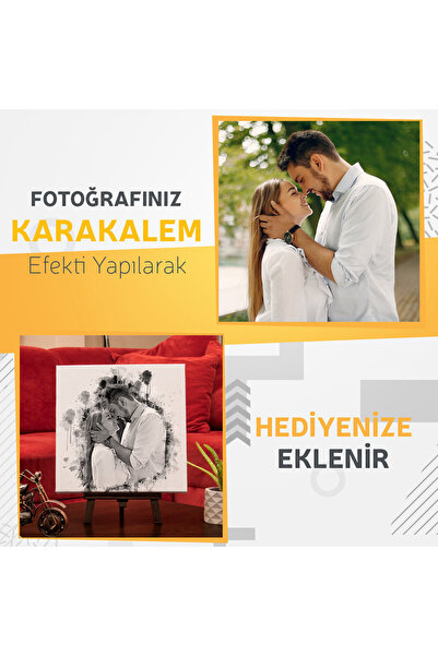 Hediyesepeti Karakalem Tasarımlı Kişiye Özel Fotoğraf Efektli Kanvas Tablo 25x25 cm