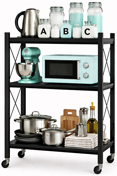 EGG Three-tier metal scratch-resistant storage rack, black, suitable for gara...