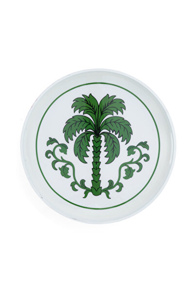 Blends صينية تقديم بيضاء بنقشة نخيل