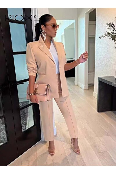 RIOXS 2-Piece Women's Suit Set, Formal Soild Blazer and Work Pants, Ladies Ca...