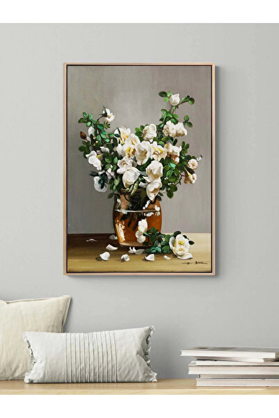 Simurg Sanatevi Cam Vazoda Beyazlar – Orijinal Siparişe Özel Yağlı Boya Tablo...