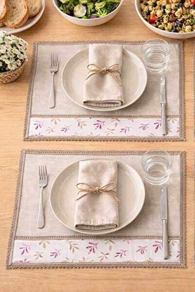 Elegancembroidery Lace Edged Patterned Linen American Tablecloth Set of 4 – S...