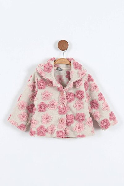Linoş Kids Kız Çocuk Çiçekli Peluş Mont Yumuşacık Kız Çocuk Mont Trend Ürün
