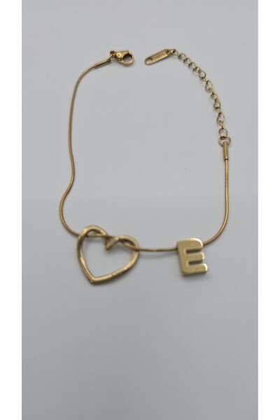 ahsenaksesuar2025 Stainless Steel Gold Color Heart Detailed Letter Bracelet –...