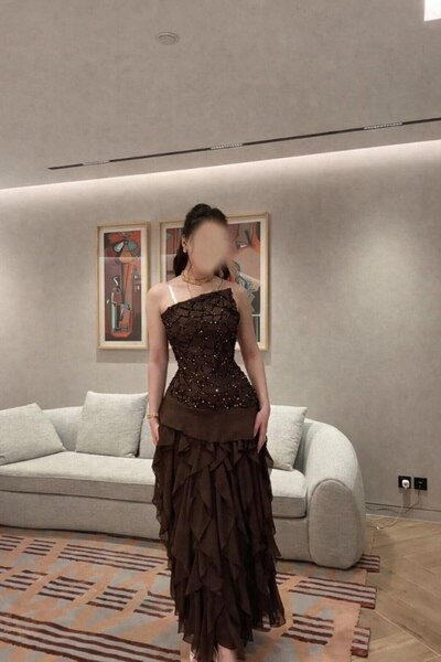 Ta Prince Elegant dark brown evening dress