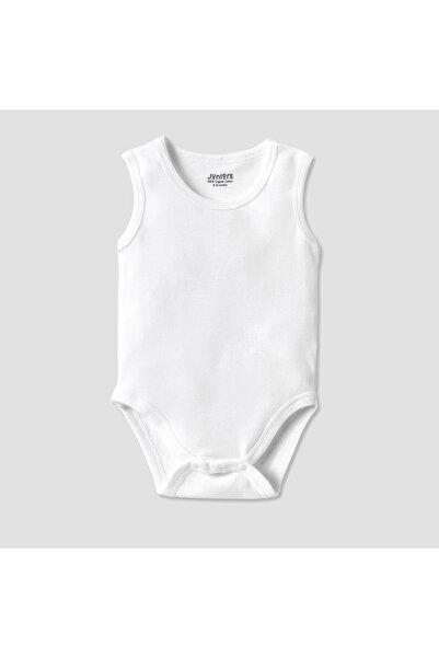 Juniors بدلة جسم سادة بدون أكمام مع إغلاق بأزرار