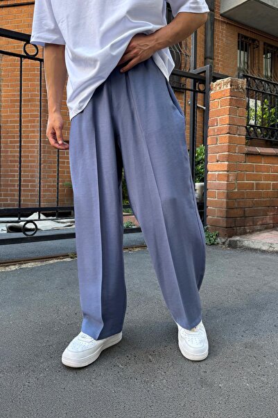 Flaw Wear Relaxed Fit Elastic Waist Baggy Trousers Blue