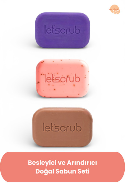 LET'SCRUB Doğal Zeytinyağlı 3'lü Sabun Seti Lavanta Yağlı Gül Yağlı Kükürt-Ar...