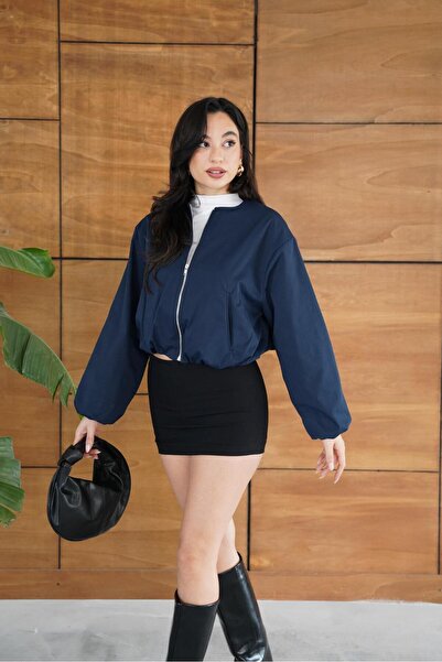 Nazline Women's Cashmere Fabric Bomber Jacket