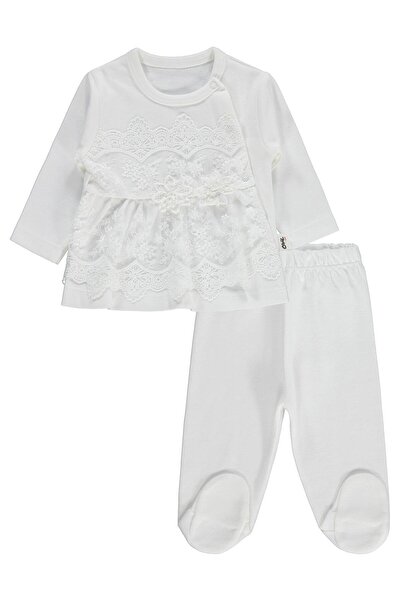 Civil Baby Ruffle Tulle 1-9 Month Pajama Set - Ecru 1-3 Months